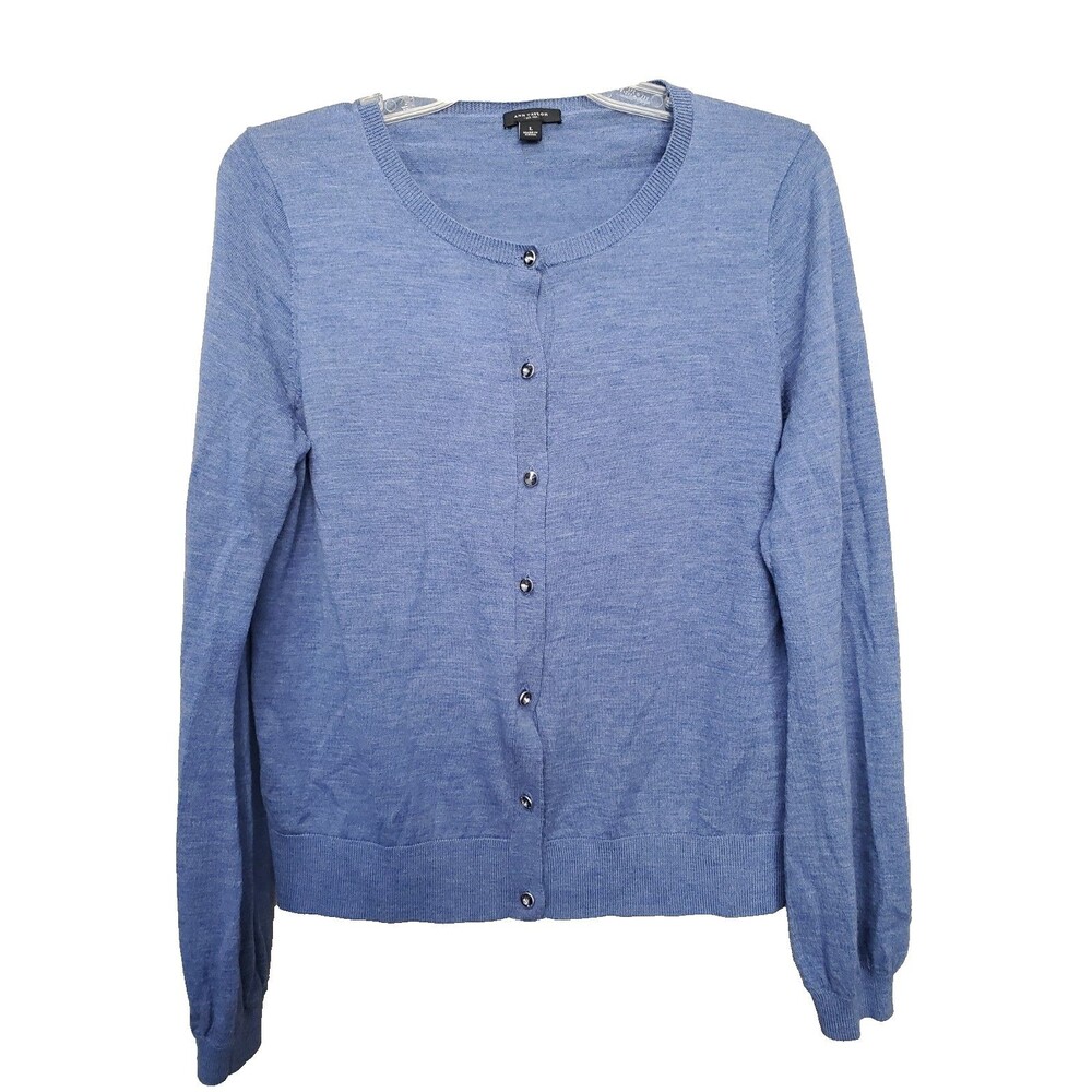 Ann Taylor Extra Fine Merino Wool Beveled Button Button-Up Cardigan Size Large